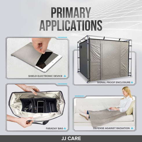 JJ CARE Faraday Fabric (44" x 39" Faraday Cloth + 24" x 1" Long Faraday Tape + Instructions)